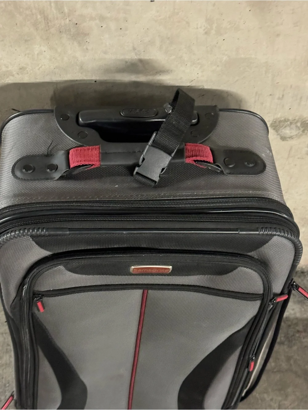 Samsonite Gray, Black and Red Travel Spinner Suitcase